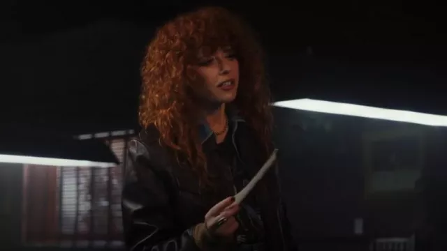 Saint Laurent Leather Bomber Jacket worn by Charlie Cale (Natasha Lyonne) as seen in Poker Face (S02E08)