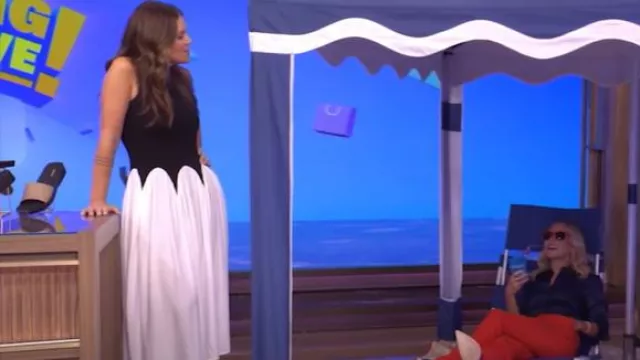 Siempre Michelle Robe midi sans manches Colorblock portée par Monica Mangini comme on le voit dans LIVE with Kelly and Mark le 3 juillet 2025