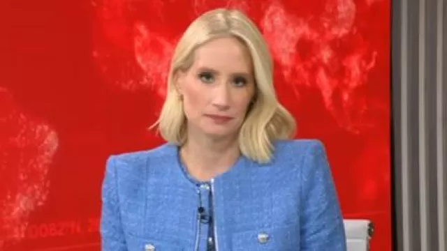 Chaqueta Veronica Beard Agni en Skylight usada por Caroline Polisi como se ve en CBS Mornings el 2 de julio de 2025