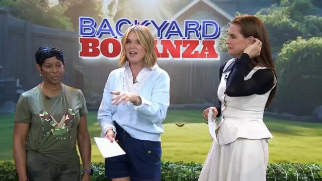 Derek Lam 10 Crosby Rida Mixed Media Sweater worn by Jenna Bush Hager as seen in Today with Jenna & Friends on July 4, 2025