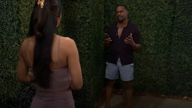 Faherty The Bayberry Swim worn by Damian Kane (Jermaine Rivers) as seen in The Young and the Restless on June 29, 2025