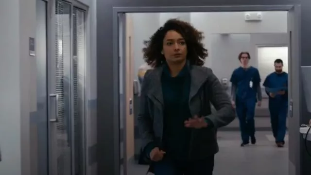 Soia & Kyo Wool Moto Asymmetrical Zip Jacket portée par Samantha Sutton (Rahcel Nicks) comme on le voit dans Chicago Med (S10E19)