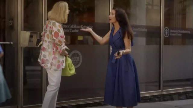 Oscar de la Renta Belted Wrap Effect Denim Midi Dress worn by Charlotte York (Kristin Davis) as seen in And Just Like That… (S03E06)