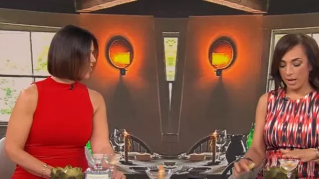 Robe midi sans manches Alexia Admor Nova portée par Dana Jacobson telle qu’elle est vue dans CBS Mornings le 6 juillet 2025