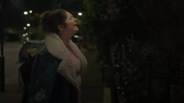 Tach Wilma Quilted Denim Jacket worn by Jessica Salmon (Megan Stalter) as seen in Too Much (S01E06)