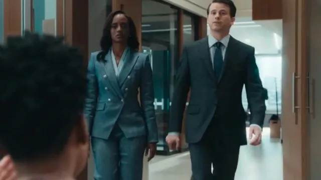 Veronica Beard Miller Jacket In Blue Melange worn by Olympia Lawrence (Skye P. Marshall) as seen in Matlock (S01E06)