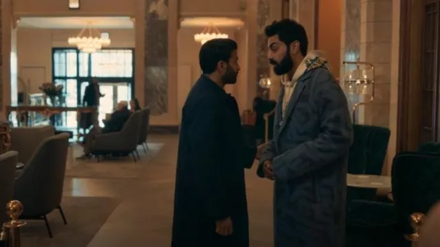 Alexander McQueen Jacquard Knit Coat worn by Raj Dar (Saagar Shaikh) as seen in Deli Boys (S01E06)