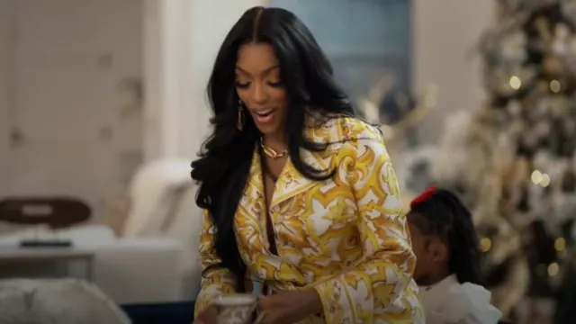 Chemise ceinturée à imprimé majolique Dolce & Gabbana portée par Porsha Williams comme on le voit dans The Real Housewives of Atlanta (S16E17)