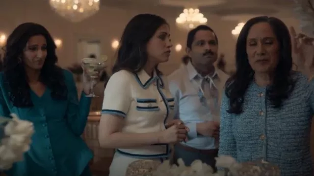 Minifalda de punto Maje usada por Bushra (Zainne Saleh) como se ve en Deli Boys (S01E07)
