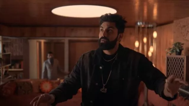 Cherry Los Angeles Logo-Appliquéd Denim Chore Jacket worn by Raj Dar (Saagar Shaikh) as seen in Deli Boys (S01E10)
