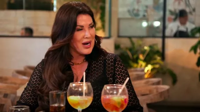 Rag & Bone Yvette Lace Long-Sleeve Shirt worn by Emily Simpson as seen in The Real Housewives of Orange County (S19E01)