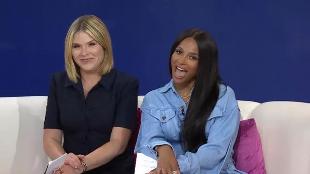 AnOnlyChild Cliff Jacket in Washed Indigo worn by Ciara as seen in Today with Jenna & Friends on July 14, 2025