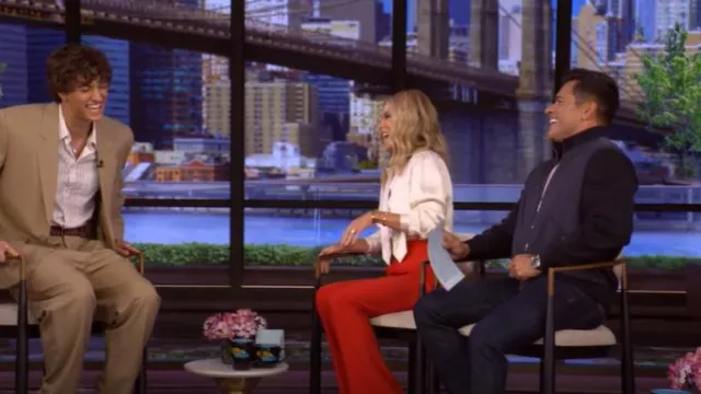 Scarf-Neck Button Down Silk Blouse worn by Kelly Ripa as seen in LIVE with Kelly and Mark on July 15, 2025