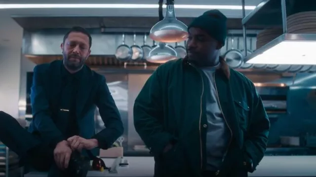 Drake's Men's Waxed Coverall Jacket in Emerald Green worn by Marcus Brooks (Lionel Boyce) as seen in The Bear (S04E02)