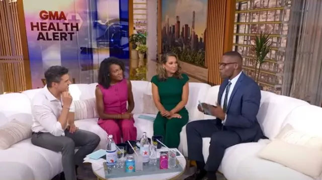 Combinaison Reformation Mayer portée par Ginger Zee vue dans Good Morning America le 16 juillet 2025