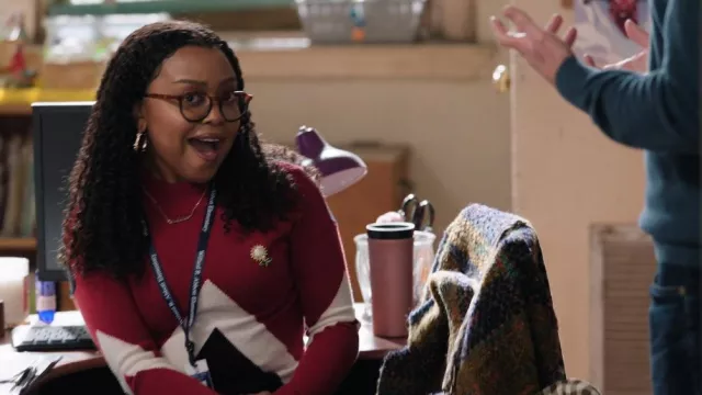 Vero Moda Color Block knitted Maxi Dress worn by Janine Teagues (Quinta Brunson) as seen in It's Always Sunny in Philadelphia (S17E01)