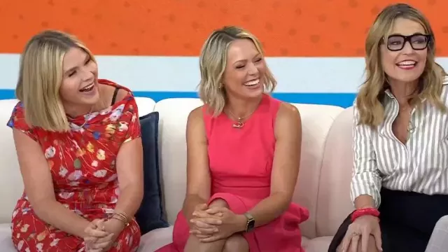 Lela Rose Floral Print Draped Sheath Dress worn by Jenna Bush Hager as seen in Today on July 17, 2025