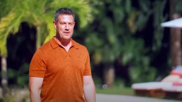 NNO7 Ryan 6692 Abstract Floral Pointelle Organic Cotton Polo worn by Jesse Palmer as seen in Bachelor in Paradise (S10E03)