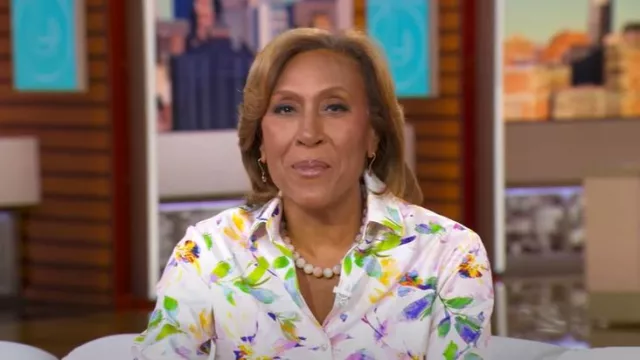 Camisa de satén de jardín de manga larga Hinson Wu Margot usada por Robin Roberts como se ve en Good Morning America el 21 de julio de 2025