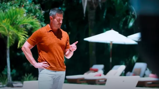 NN07 Ryan 6692 Abstract Floral Pointelle Organic Cotton Polo worn by Jesse Palmer as seen in Bachelor in Paradise (S10E04)