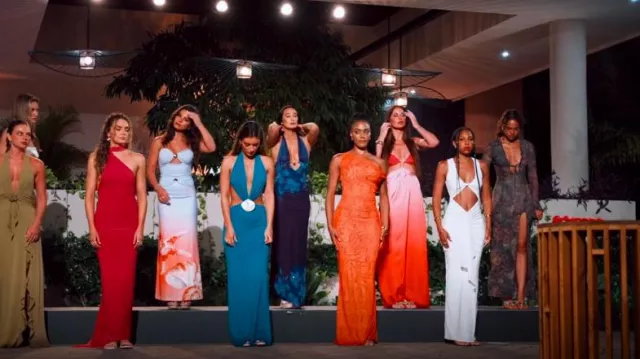 Ofuure Iza Orange Cowl Maxi Dress worn by Zoe McGrady as seen in Bachelor in Paradise (S10E02)