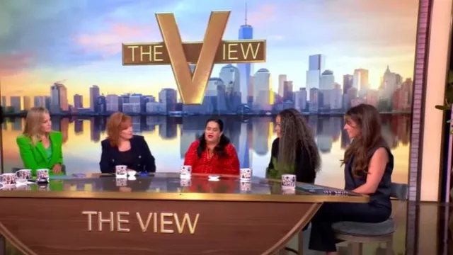 Pantalones de pliegues profundos de sarga Theory City usados por Alyssa Farah Griffin como se ve en The View el 17 de julio de 2025