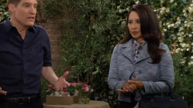 Lauren Ralph Lauren Camisa floral de georgette con mangas abullonadas usada por Li Finnegan (Naomi Matsuda) como se ve en The Bold and the Beautiful el 22 de julio de 2025