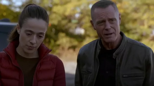 Blouson en cuir Lucky Brand porté par Hank Voight (Jason Beghe) tel qu’on le voit dans Chicago P.D.  (S12E09)