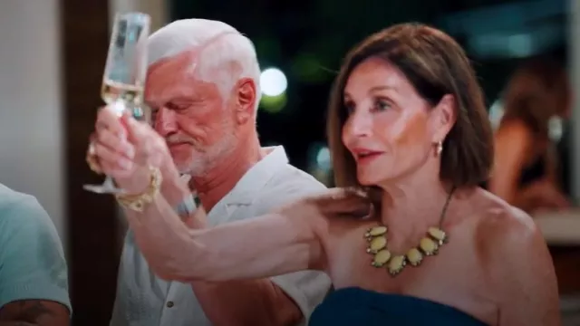 Anthropologie Strapless Popcorn Midi Dress in Bright Cobalt worn by Kathy Swarts as seen in Bachelor in Paradise (S10E05)