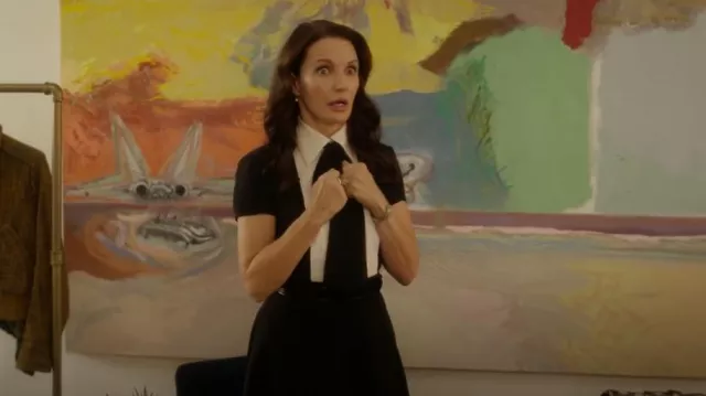 Moschino Two-Tone Silk Tie-Neck Blouse worn by Charlotte York (Kristin Davis) as seen in And Just Like That… (S03E10)