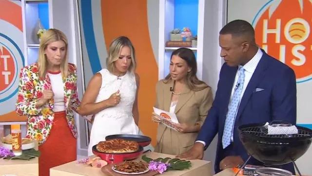 Short Mango avec pinces en brun doux porté par Melissa comme on le voit dans Today le 31 juillet 2025
