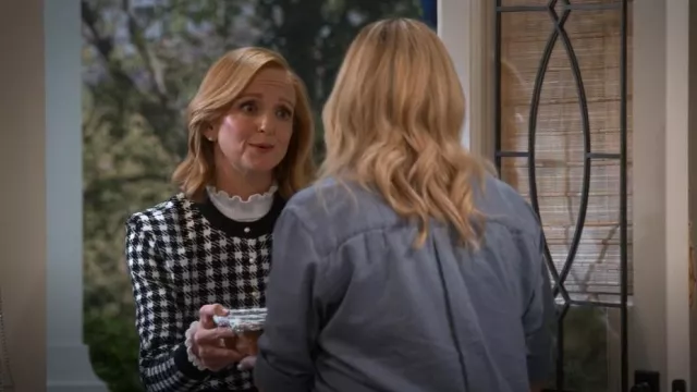 ASTR The Label Houndstooth Cardigan worn by Mary (Jayma Mays) as seen in Leanne (S01E03)