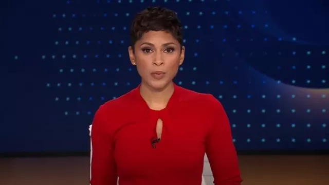 Vestido de punto Hobbs Effie usado por Jericka Duncan como se ve en CBS Evening News el 28 de julio de 2025