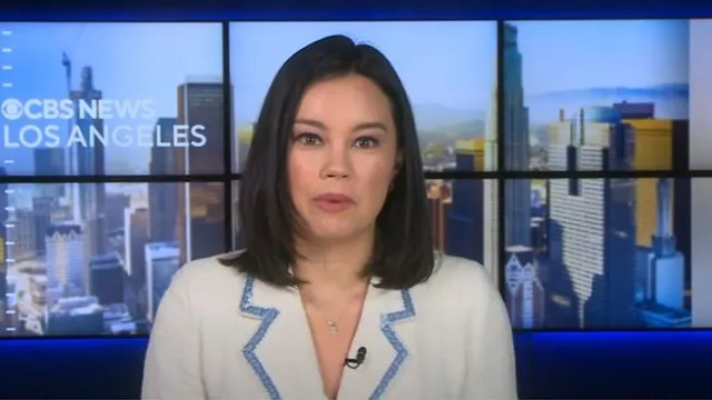 Sandro Seville Tweed Blazer Robe portée par Jo Ling Kent comme on le voit dans CBS Mornings le 6 août 2025