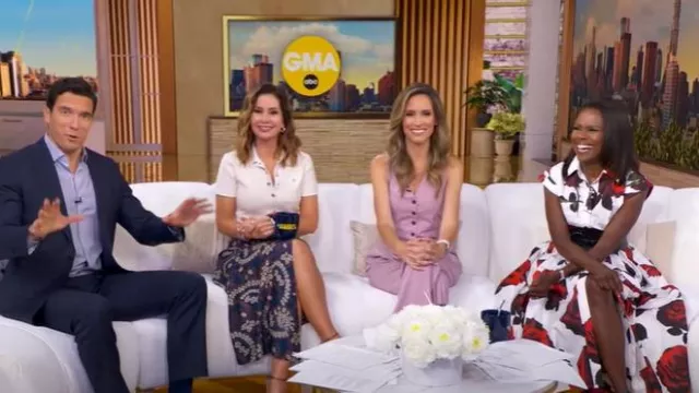Pantalones de doble pliegue de Zara usados por Rhiannon Ally como se ve en Good Morning America el 6 de agosto de 2025