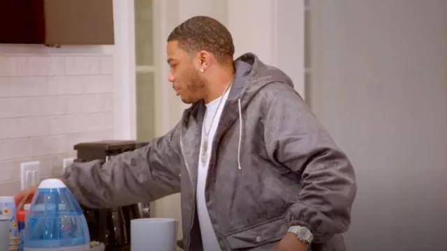 Chaqueta bomber gris Gucci usada por Nelly como se ve en Nelly & Ashanti: We Belong Together (S01E04)