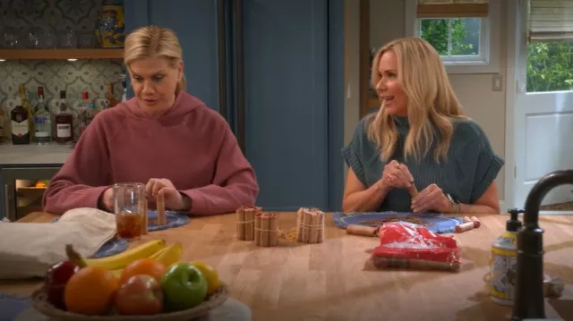 Et maintenant, ce gilet pull à manches courtes à col cheminée porté par Leanne (Leanne Morgan) comme on le voit dans Leanne (S01E09)
