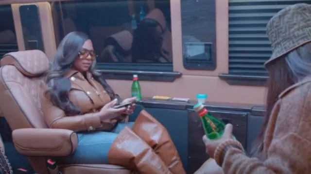 Chaqueta de cuero de cordero ajustada Barbara usada por Ashanti como se ve en Nelly & Ashanti: We Belong Together (S01E08)