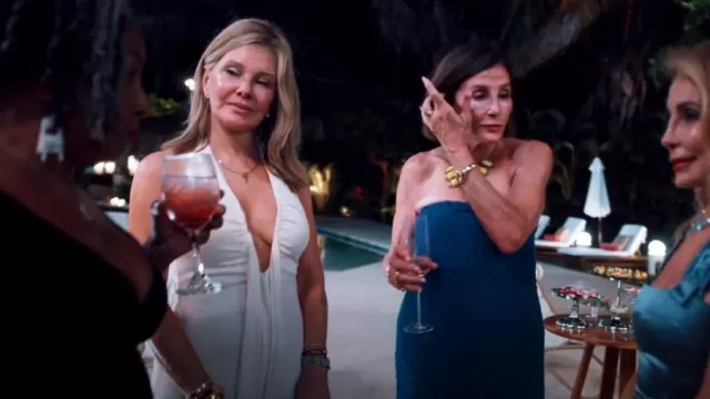 Misha White Plunge Draped Maxi Dress worn by Nancy Hulkower as seen in Bachelor in Paradise (S10E06)