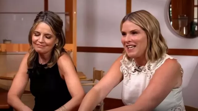 Ulla Johnson Marlis Lace Trim Linen Top worn by Jenna Bush Hager as seen in Today on August 11, 2025