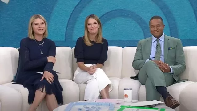 Robe midi en tricot à volants Lela Rose portée par Jenna Bush Hager comme on le voit dans Today le 11 août 2025