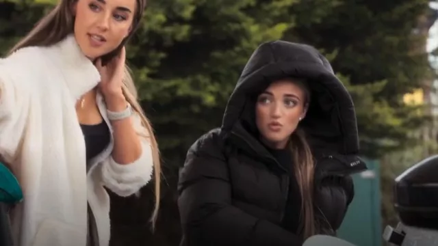 Nvlty Vintage Shawl Collar Puffer Jacket Negro usado por la princesa Andre como se ve en The Princess Diaries (S01E02)