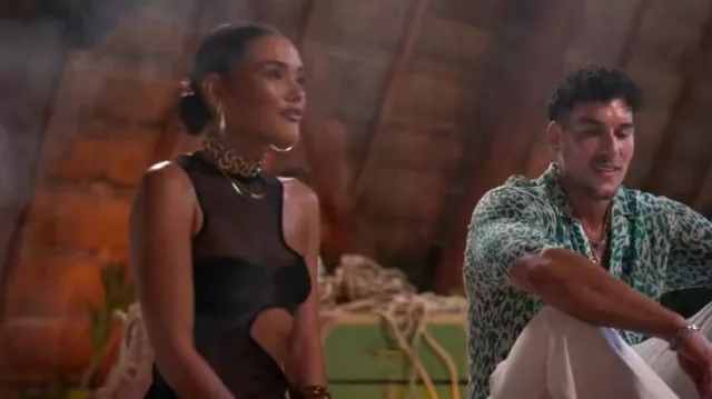 1pc Collar de gargantilla exagerada con patrón retorcido geométrico hueco geométrico de moda europea y americana usado por Lucy Syed como se ve en Perfect Match (S03E05)