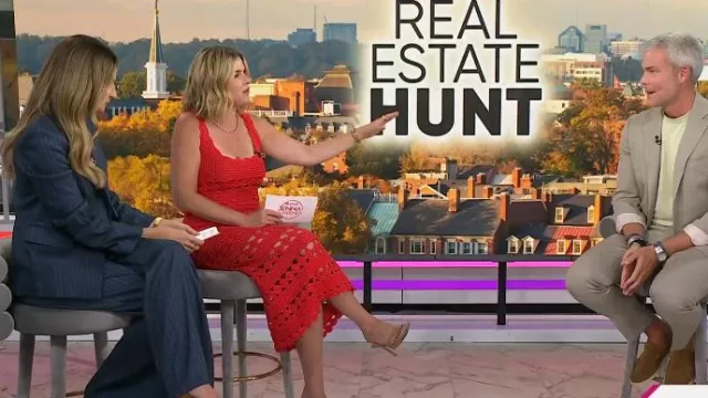 Sandalia de tacón Steve Madden Signal usada por Jenna Bush Hager como se ve en Today with Jenna & Friends el 12 de agosto de 2025