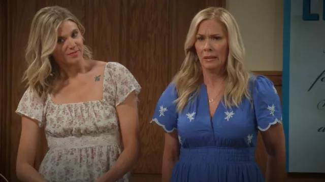 Anthropologie El vestido largo bordado de Somerset usado por Leanne (Leanne Morgan) como se ve en Leanne (S01E13)