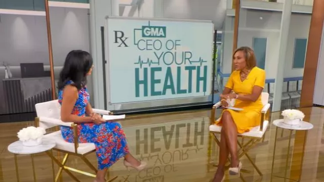 Atlein Collective Ruched Floral Midi Dress worn by Tara Narula as seen in Good Morning America on August 13, 2025