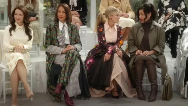 Aquazzura Bellezza 105 Satin Mary Jane Pumps in Brown worn by Carrie Bradshaw (Sarah Jessica Parker) as seen in And Just Like That… (S03E12)