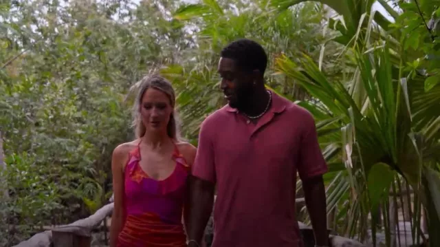 Boohoo Floral Mesh Ruffle Strappy Mini Dress portée par Rachel Recchia comme on le voit dans Perfect Match (S03E10)