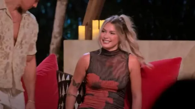 Robe en maille imprimée florale Saemdi portée par Madison Errichiello comme on le voit dans Perfect Match (S03E10)