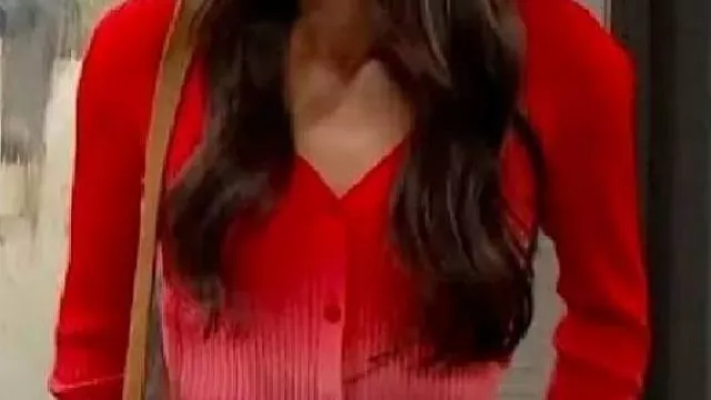 Days of our Lives Red Ombre Cardigan worn by Sophia Choi (Rachel Boyd) as seen in Days of Our Lives (S60E127)